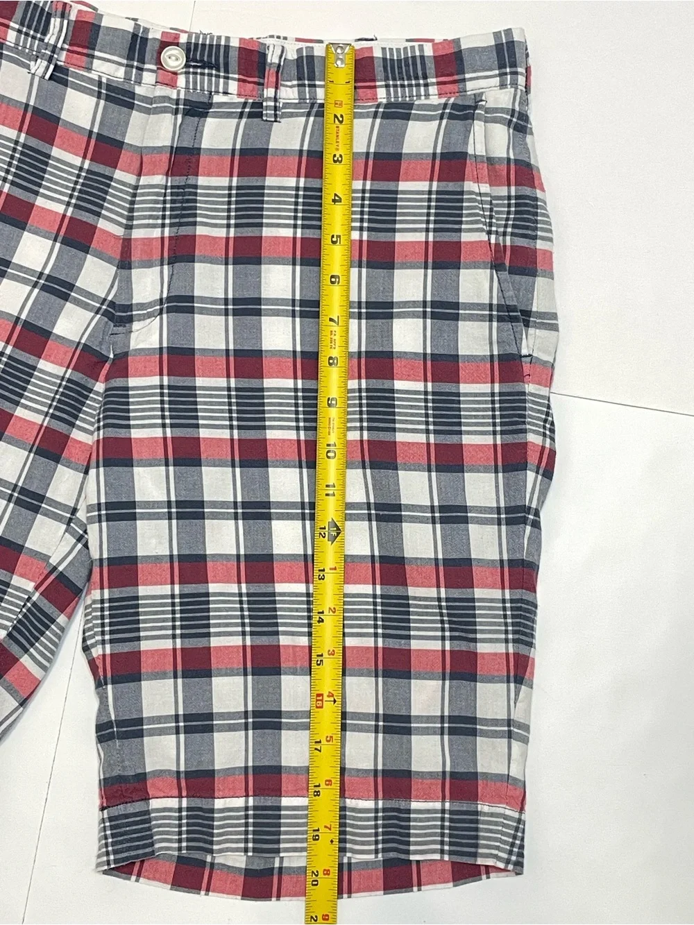 Polo Ralph Lauren Men's Plaid Cotton Chino Shorts Red White Blue Size 34